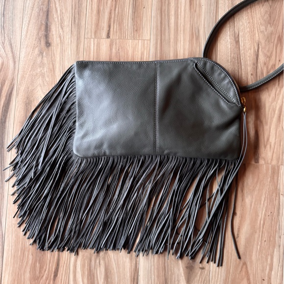HOBO Gray Leather Stevie Fringe Clutch - Picture 4 of 13
